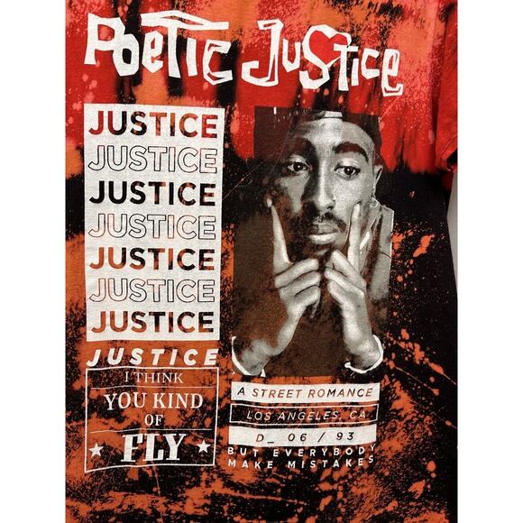 Poetic Justice T-Shirt Adult Size Small Red Tie Dye Graphic A Street Romance - Picture 4 of 7